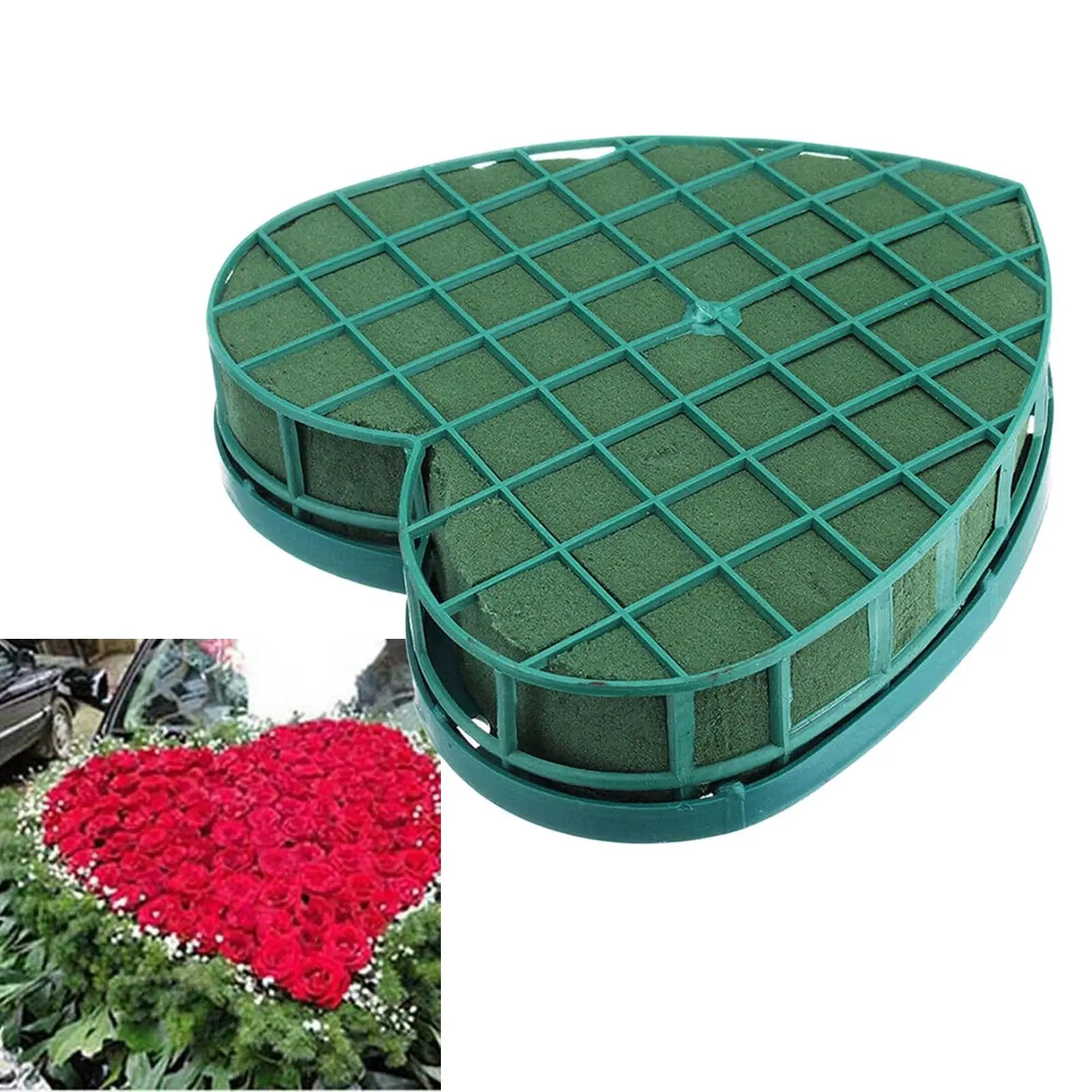 Flower Foam Blocks Open Heart Shaped Base Floral Foam Cage Flower Holder  for Artificial Flowers or