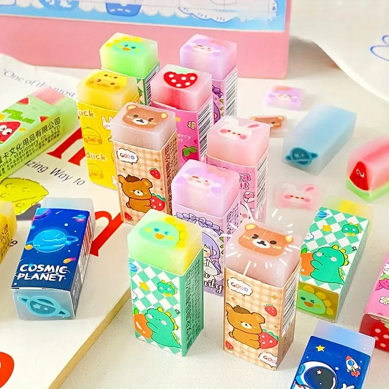 Lot De 12 Gommes Crayons Mignonnes En Forme D'animaux Et Fruits - Colorées, Douces, Pour Enfants Et Bureau