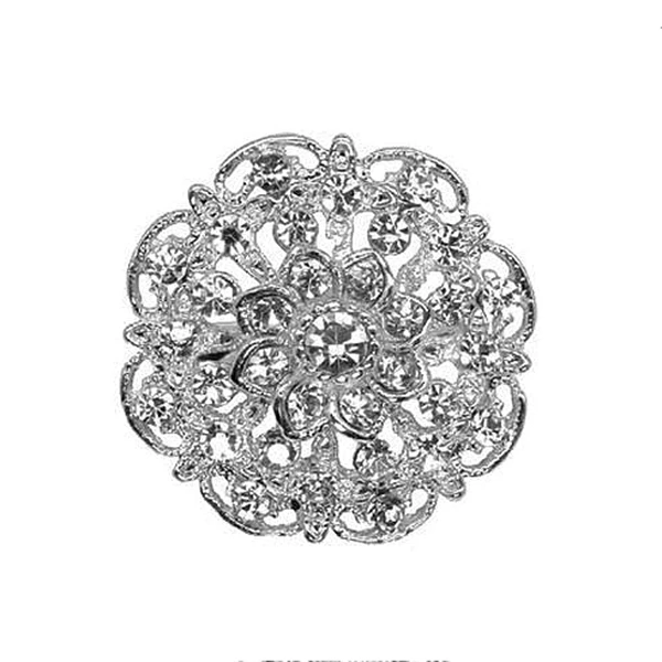 

1.3 Inch Sparkly Silver Beautiful Diamnates Flower Rhinestone Crystal Collar Pin Brooch