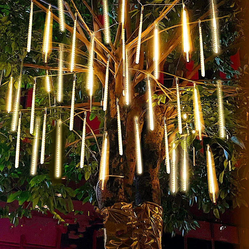 

4 Set Solar 30/50cm Meteor Shower LED String Lights Christmas Tree Decorations Street Garland for Decor Noel New Year Navidad