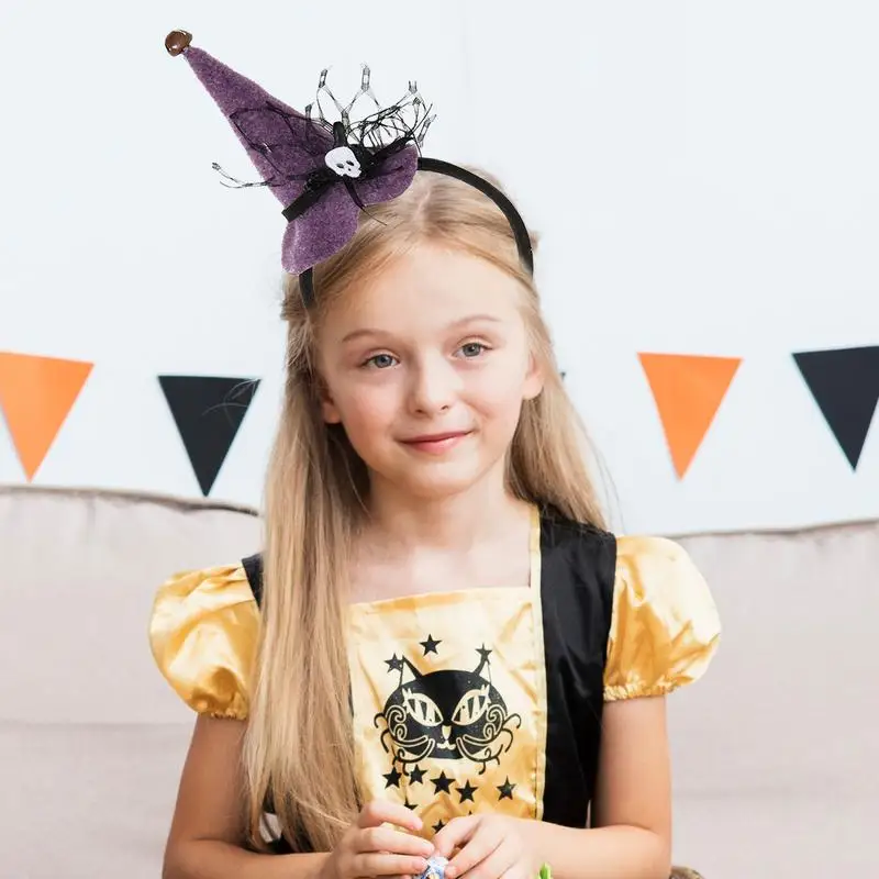 Halloween Head Band Halloween Witch Hat Headwear Stylish Party Headpieces With Spider Web For Celebrations Masquerade