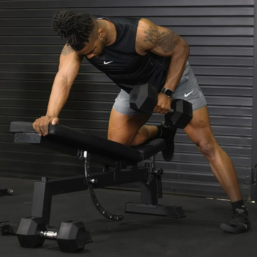 Pair Rubber Coated Hex Dumbbells, Roll-Resistant Hexagonal Free Weights, Chrome-Coated Handles with Knurling, Strength Training