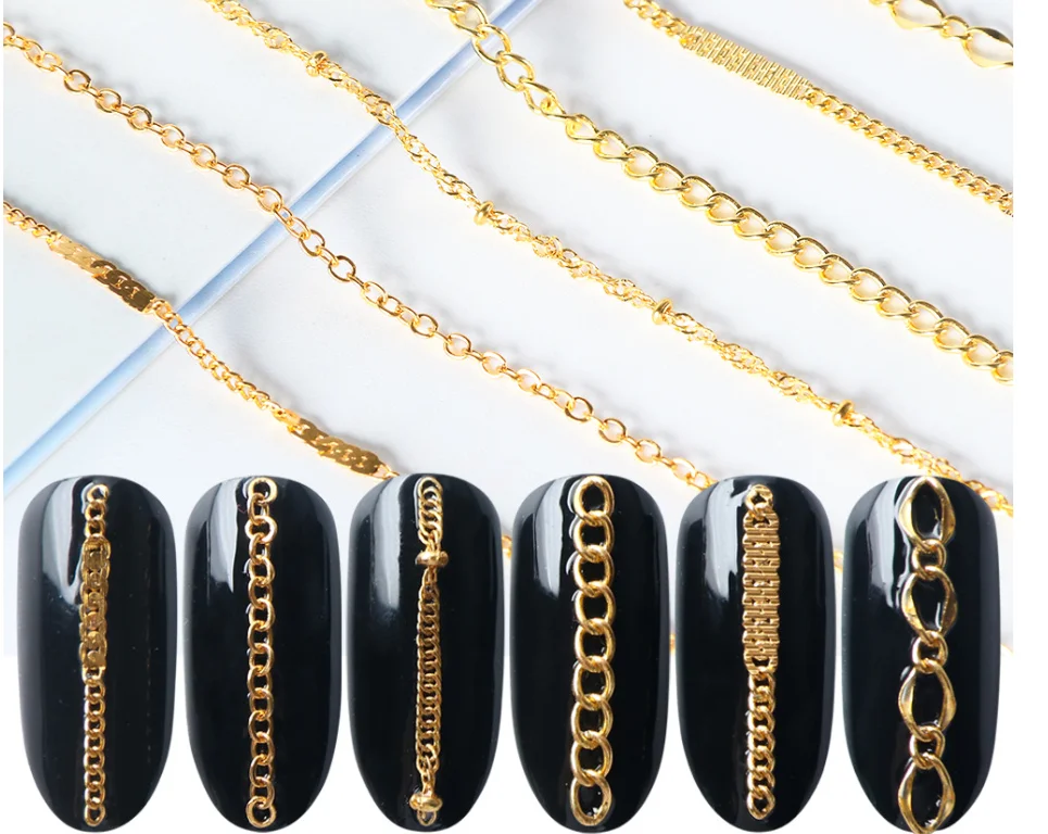 6 new Japanese style nail chains, pearl claw chains, rhinestone chains