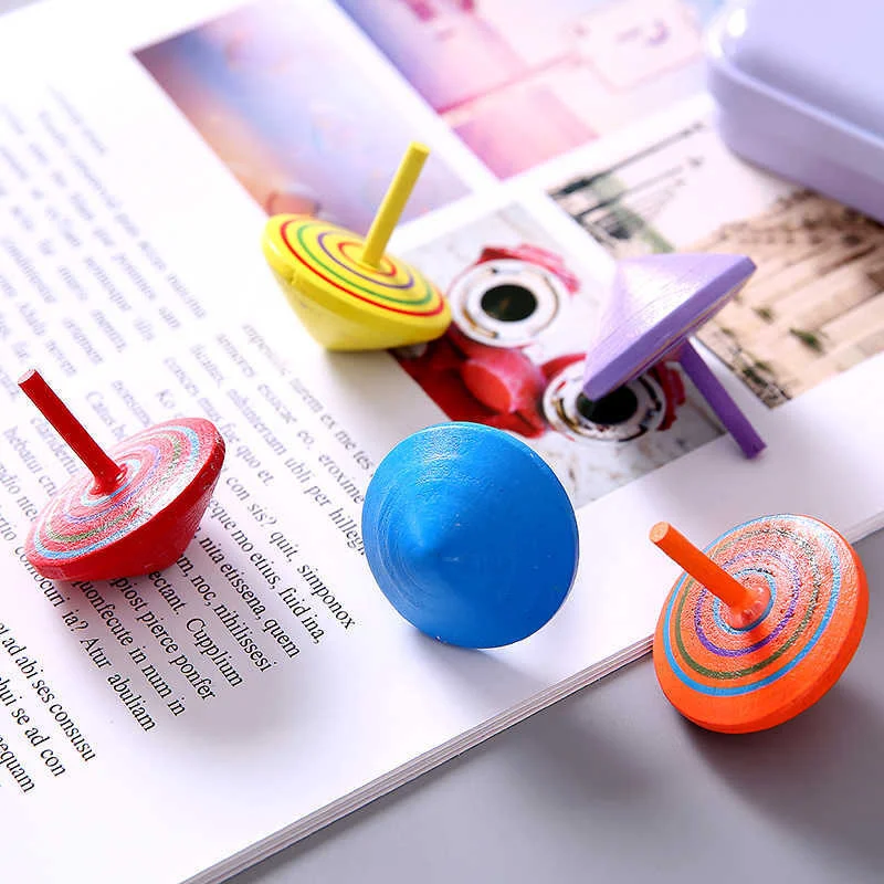 5/10/20/30pcs Spinning Toys Rainbow Wooden Gyro Tops for Kids Birthday Party Favors Classroom Prizes Sensory Play Gift - 4