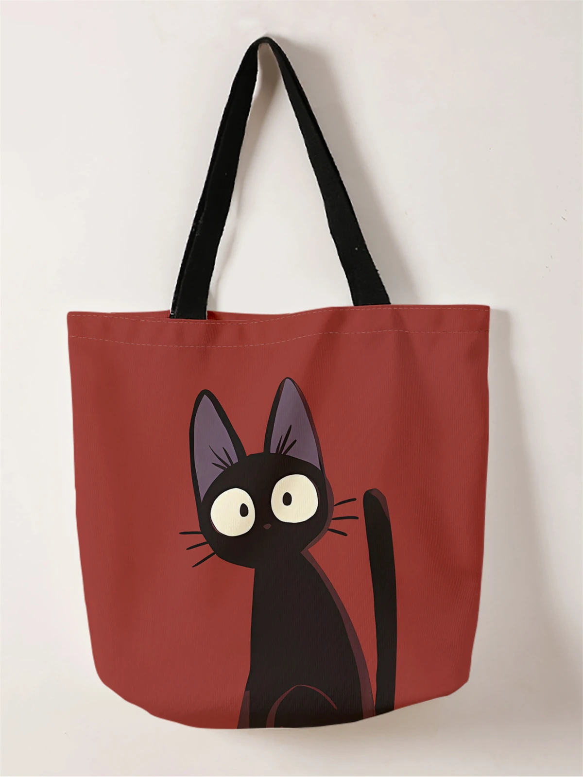 1pc,Gaze Cat handbag, reusable fashionable handbag, multifunctional handbag, printed canvas shopping bag