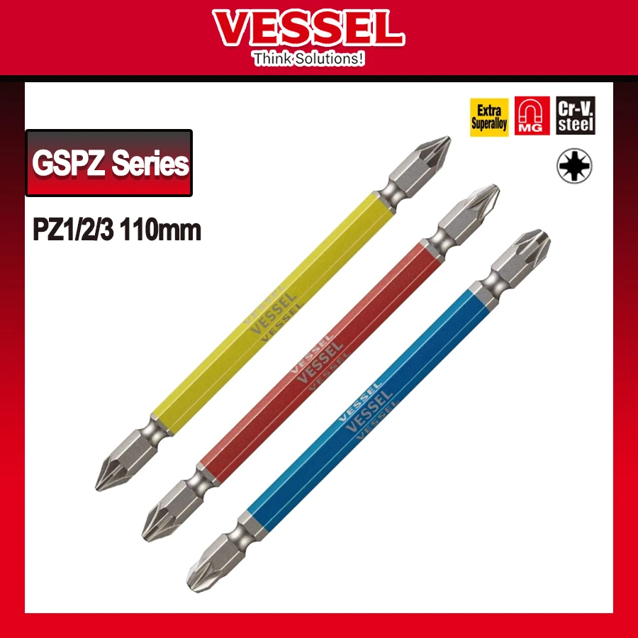 VESSEL 자기 스크루드라이버 비트 110mm 더블 엔드 POZIDRIV G..
