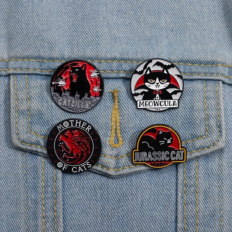 Spille Gatto Con Motivo Smaltato - Set 5 Pezzi Per Decorare Abbigliamento - Foto 9