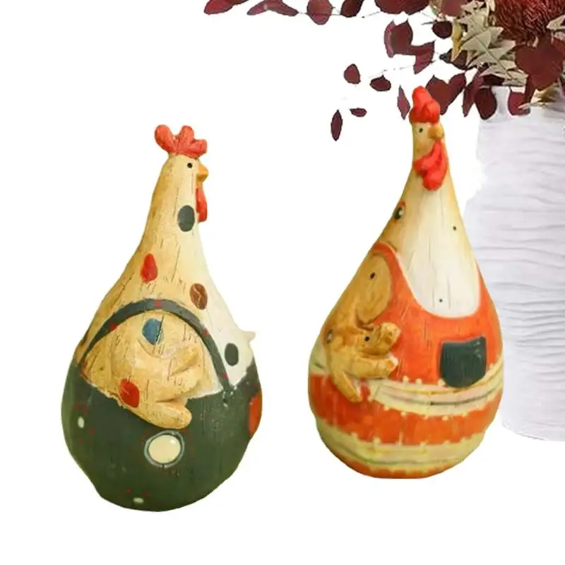 

Полимерная статуя курицы 1 пара, петух, кухонный декор, ручная роспись, весна, искусственная Пасхальная курица, скульптура, декор для стола