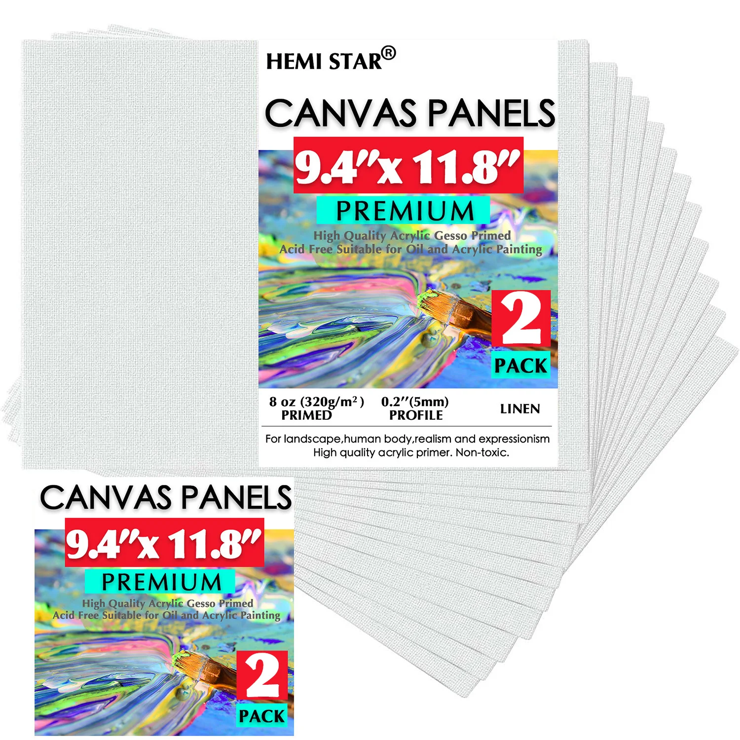 Painting Canvas Panels Linen 2-pcs Artist Canvas Boards for Painting, Multi  Size Primed White Canvas for Acrylic,Oil,Watercolor - AliExpress