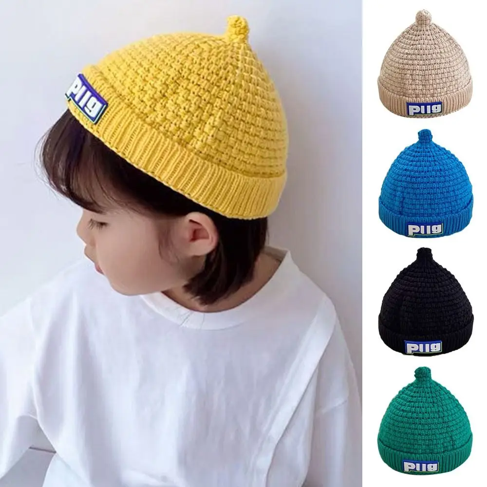 

Новинка 2023, детские шапки, вязаная шапочка для малыша, детские шапки, шерстяная шапка с манжетами и надписью, милая теплая Повседневная шапка