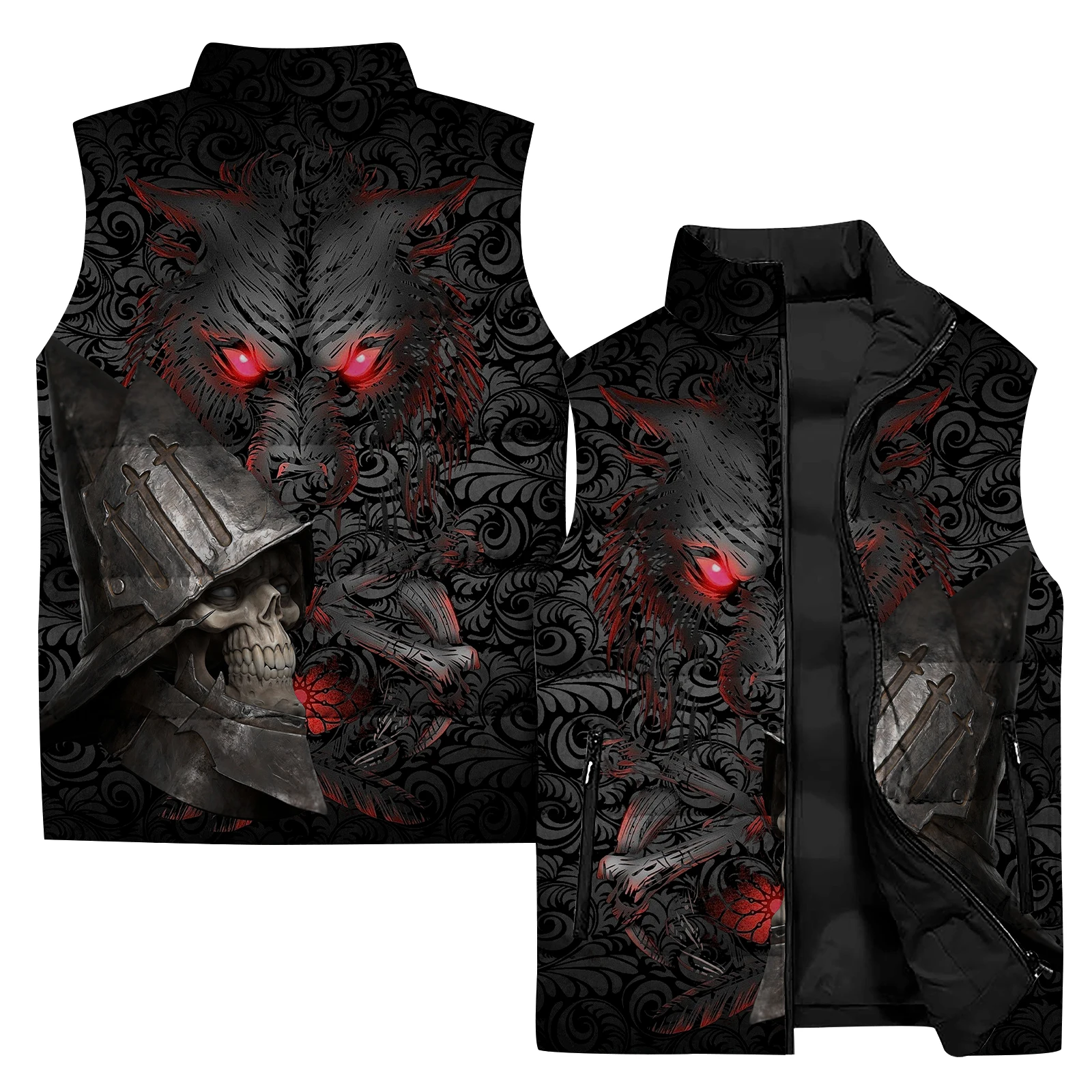 thumbnail image 1 of Chaqueta sin mangas con estampado 3D para hombre, chaqueta cálida para deportes al aire libre, ciclismo, informal, con cremallera, a la moda, 1 of 5