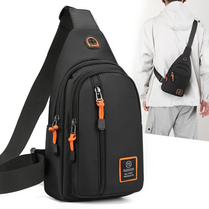 Casual Men's Crossbody Bag Oxford Cloth Waterproof Material Sports Fitness Chest Bag Cell Phone Change Documents Storage Bags