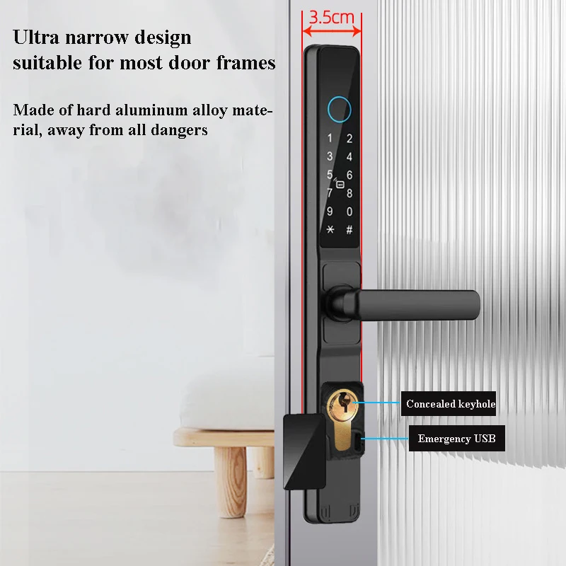 HIFAM Fingerprint Door Lock, TUYA APP Control Smart Door Lock with Handle Electronic Digital Lock with Keypad