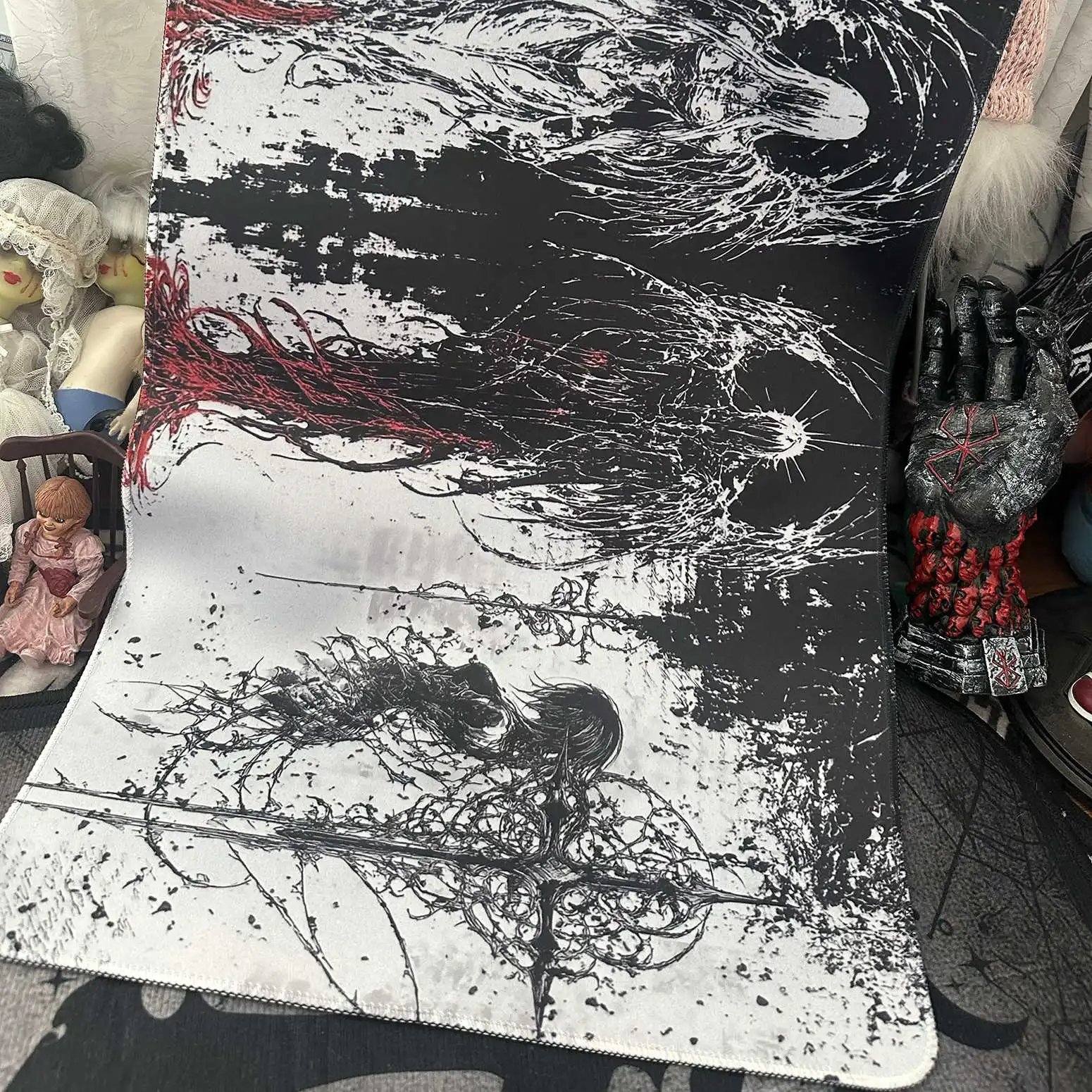 다크 엔젤 아트 디자인 대형 사이즈 미끄럼 방지 고무 마우스 패드 XXL 고딕 심볼 블랙 컴퓨터 게임 액세서리 키보드 매트