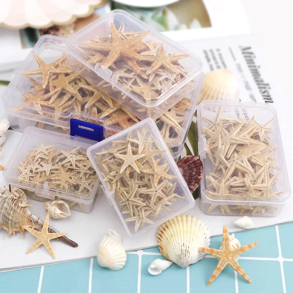 Natural Starfish Box Decoration Fish Tank Landscape Materials DIY Beach Crafts Home Decorations 20/50/100pcs resin starfish ornaments