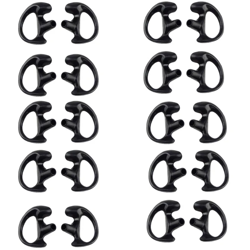 10 Pair Black Color Silicone Earmold Earbud for Universal Walkie Talkie Radio Air Acoustic Coil Tube Earpiece Headphone S/M/L