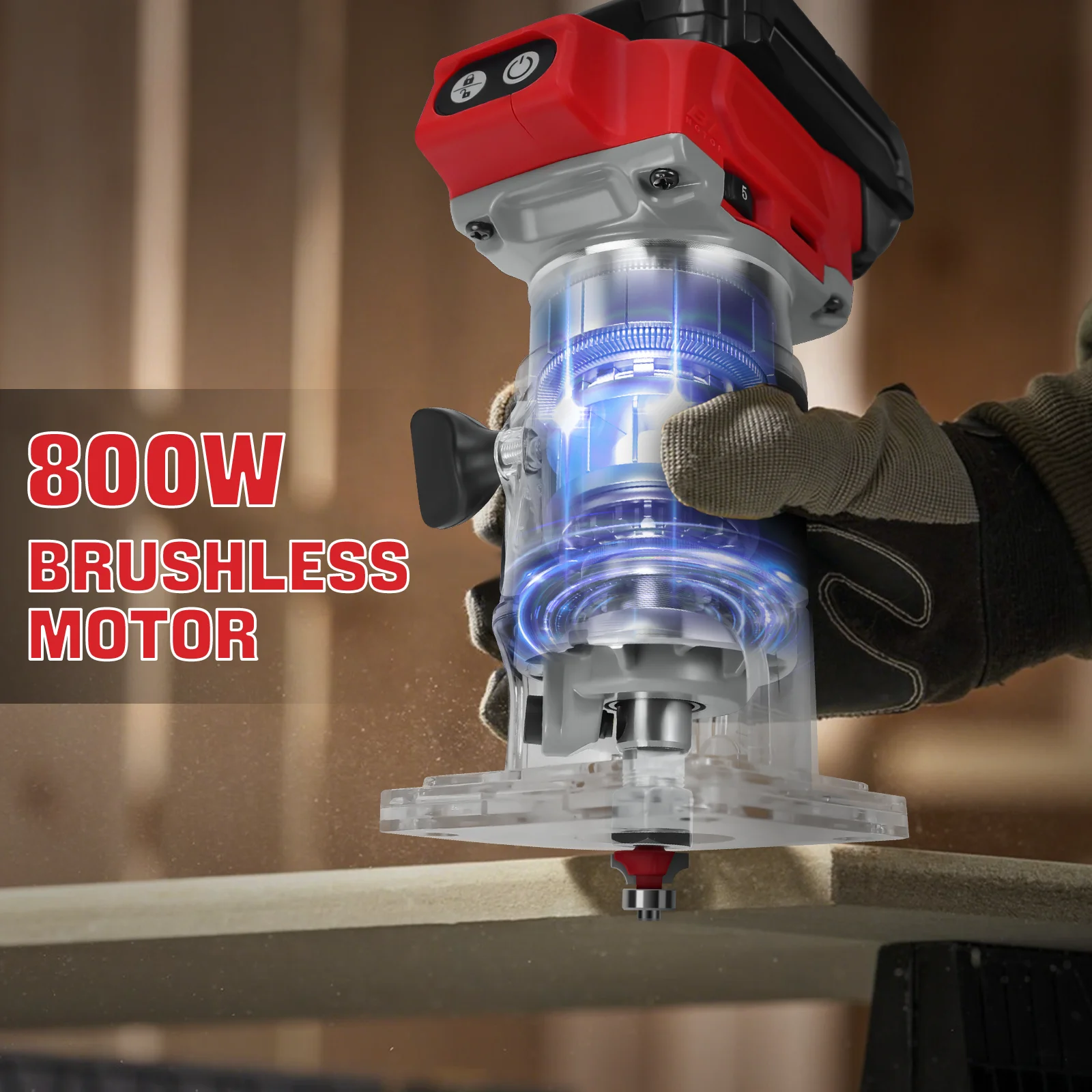 브러시리스 전기 트리머 800W 30000RPM 무선 컴팩트 라우터 밀워키 18V 배터리 용 5 속도 목공 트리밍 기계