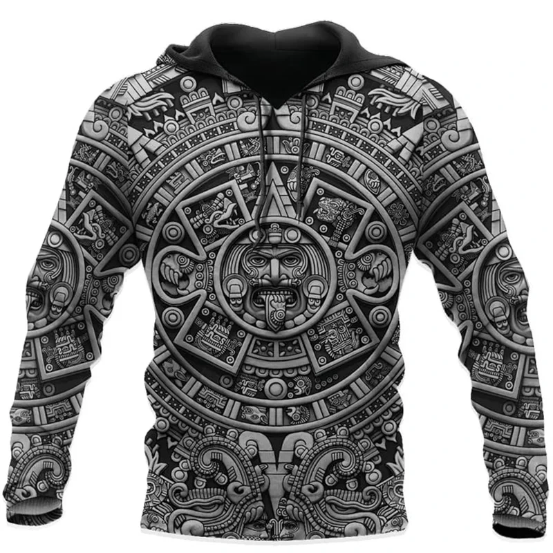 Mexiko Azteken Hoodie 3D Gedruckt Vintage Mexikanischen Totem Sweatshirt Männer Kleidung Lange Ärmel Outdoor Sport Pullover Hoodies Mantel – Detail 13