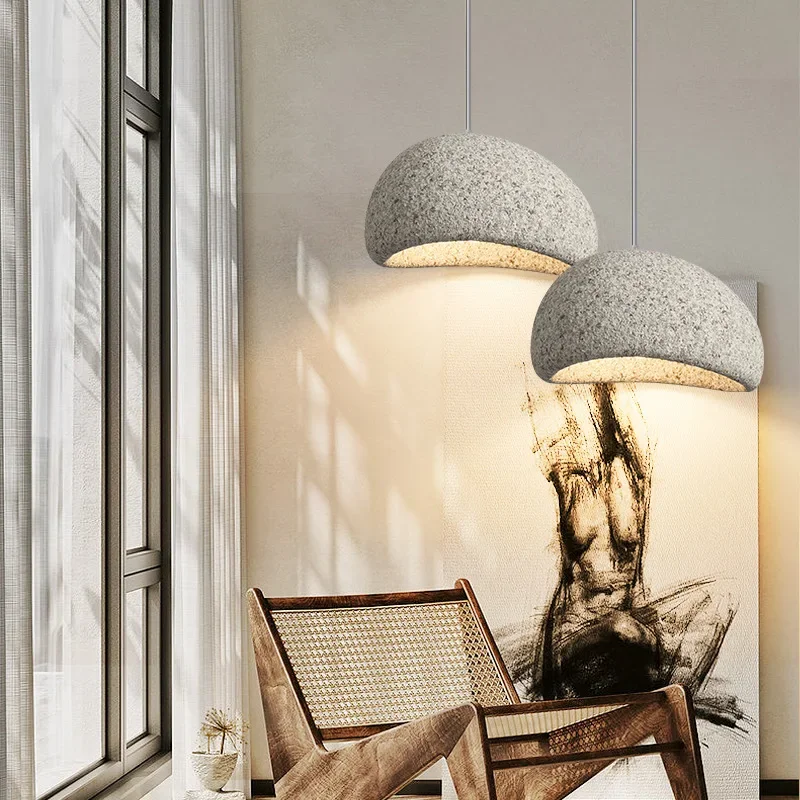 Modern Wabi Sabi Led Chandelier Lighting Gravel Surface Pendant Light For Living Dining Room Home Decor Bedroom Bar Suspend Lamp