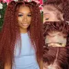 Reddish Brown Deep Curly Lace Frontal Wigs 13x4 13x6 Lace Frontal Human Hair Wigs Deep Wave Fall Colored Human Hair Lace Wigs 2