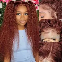 Reddish Brown Deep Curly Lace Frontal Wigs 13x4 13x6 Lace Frontal Human Hair Wigs Deep Wave Fall Colored Human Hair Lace Wigs 2