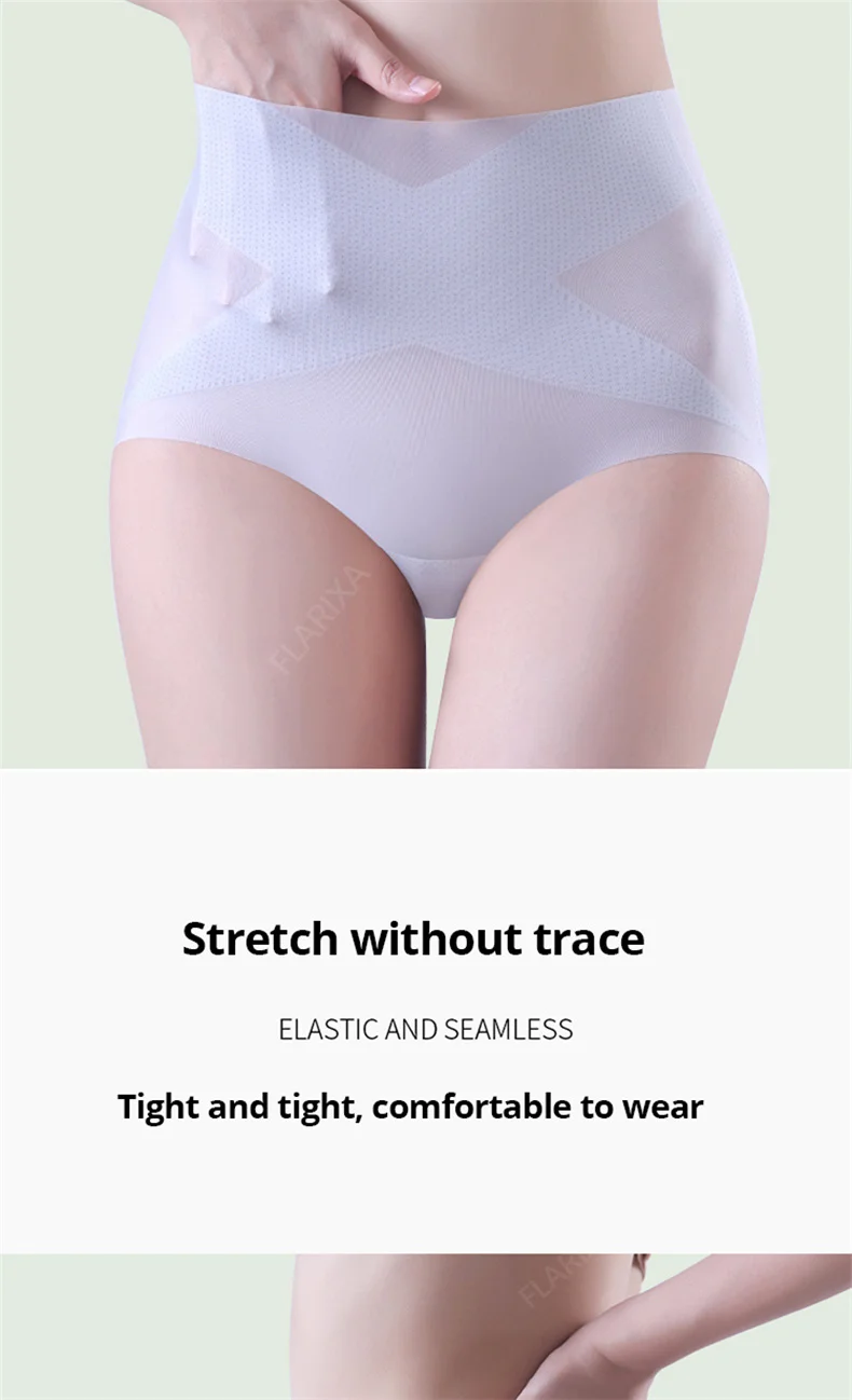 Flarixa 3PCS Seamless High Waist Panties for Women Ultra Thin Ice Silk Panties Comfort Briefs Antibacterial Underwear Underpants