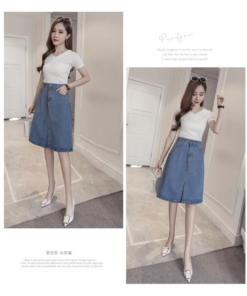 golf skirt JMPRS Vintage spring summer women denim skirts lager size solid A-line knee-length casual jeans ladies cotton 5XL jupe femme nike tennis skirt