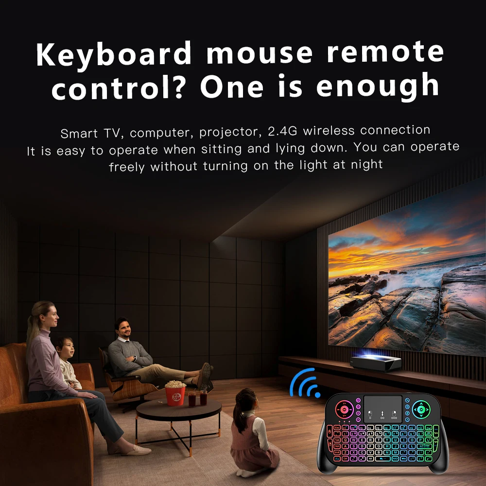 V8 2.4G Mini Wireless Keyboard 7 Color Backlit Spanish Portuguese Bluetooth Air Mouse Remote Control Touchpad for Android TV Box