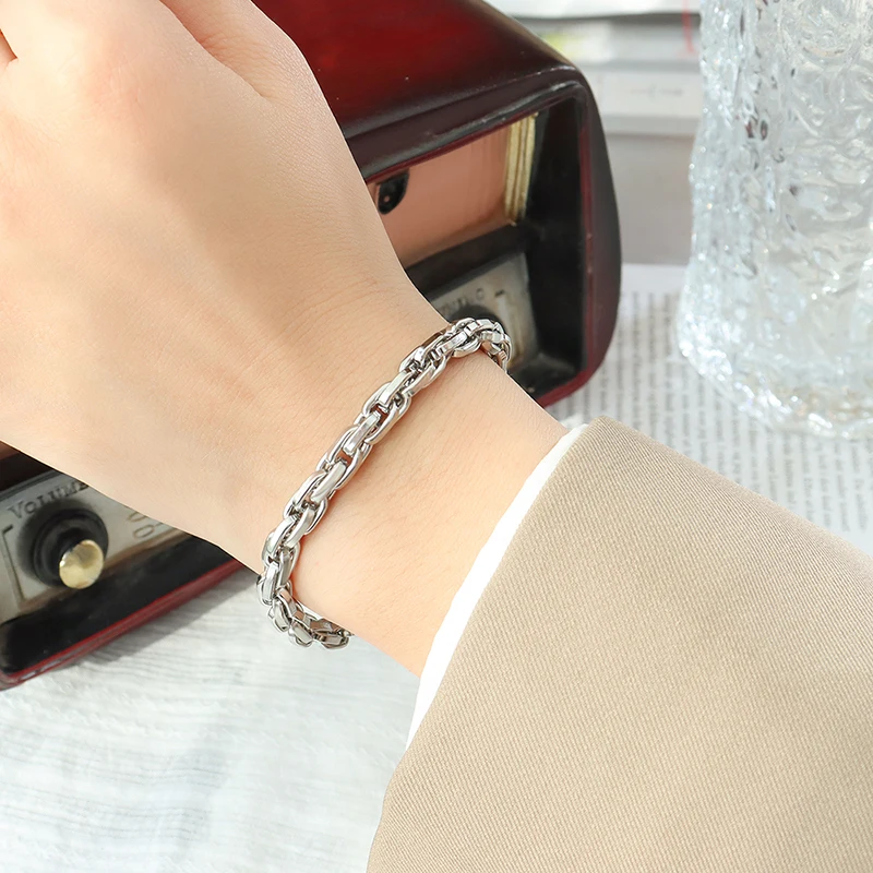 Hip-Hop Fashion Cuban Bracelet Women'S Personalized Thick Chain Stainless Steel Bracelet Fashion Jewelry 3