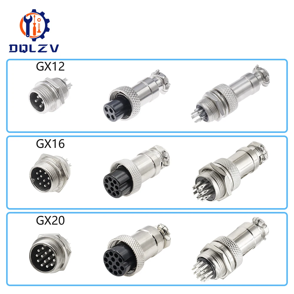 5/10/20Set GX12 GX16 GX20 2-15 Pin Docking Aviation Plug Socket Waterproof Circular Connector