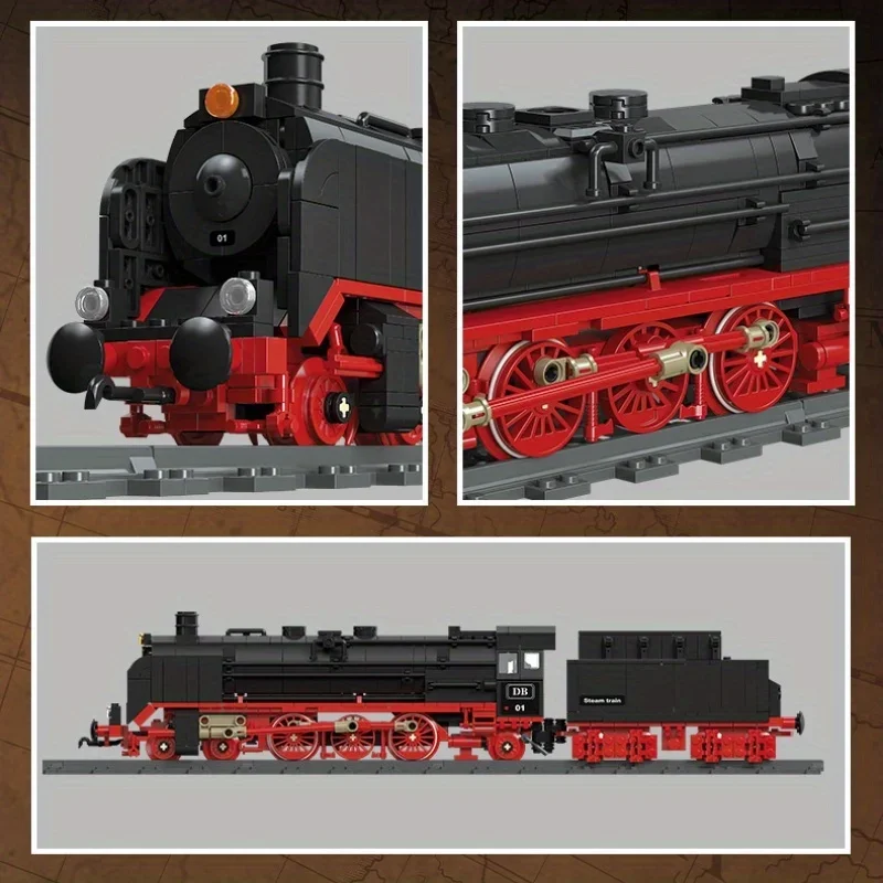 Kreative Dampfzug Eisenbahn serie Bausteine Modell Kinder DIY Stadt Baustein Spielzeug für perfekte Weihnachts geschenk – Detail 16