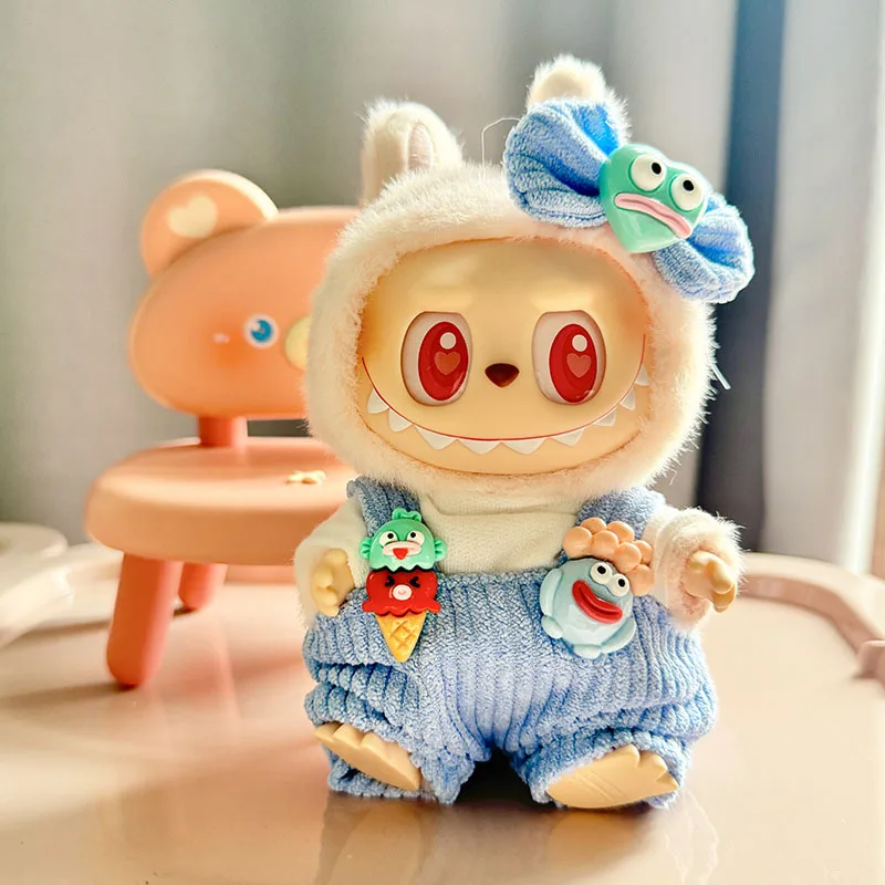 17cm Cute Mini Plush Doll'S Clothes Outfit Accessories For Korea Kpop Exo Labubu II Idol Dolls Skirt overalls suit Clothing DIY 3
