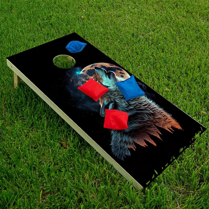 

Set of 2 Corn Hole Decal Howling Wolf Art Wrap, Professional Vinyl Cover Sticker, More Designs to Choose From This Shop