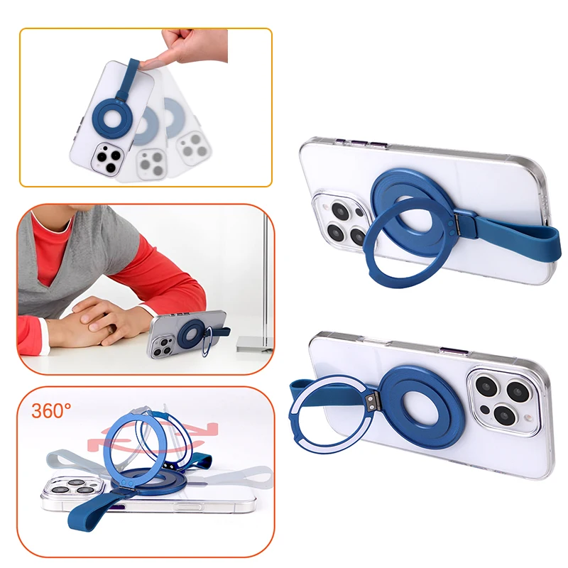 Mobile Phone Finger Ring Magnetic Holder Strong Magnet Bracket 360° Rotation Stand With Strap For Magsafe Iphone Samsung Xiaomi, Alina Gadgets