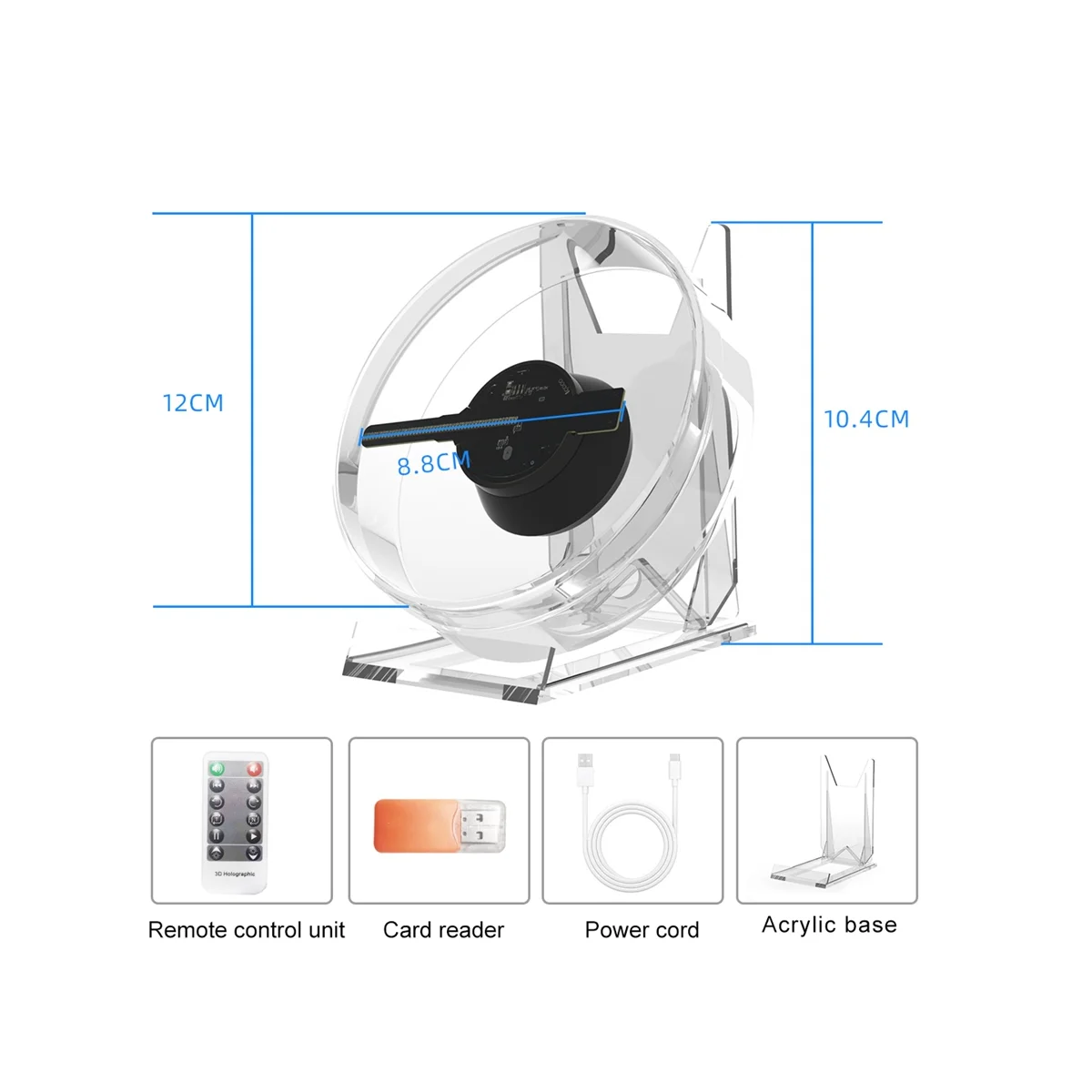

3D Fan Hologram Projector Desktop LED Sign Holographic Lamp Player Remote Display Support Images and Video