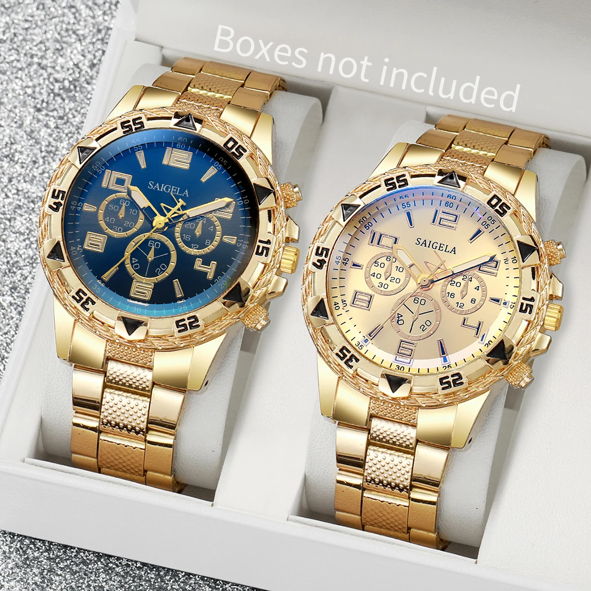 2pcs/setMenBusinessWatchesFashionArabicDialSteelBandMale