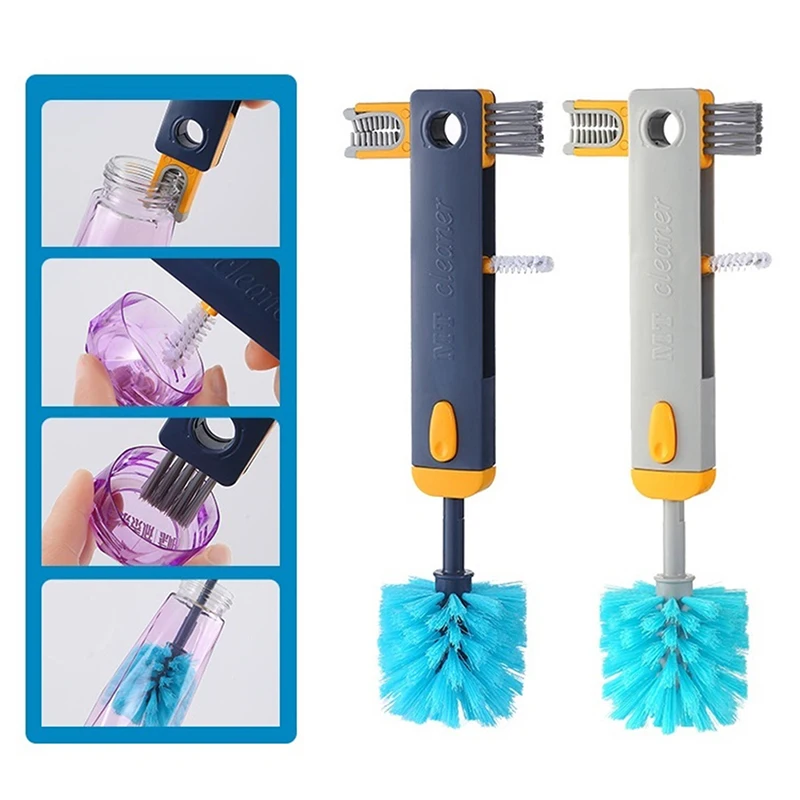 4 In 1 Bottle Gap Cleaner Brush Multifunctional Cup Brush Long Handle Brush  No Dead-end Cleaning Brush Kitchen Cleaning Tools - AliExpress