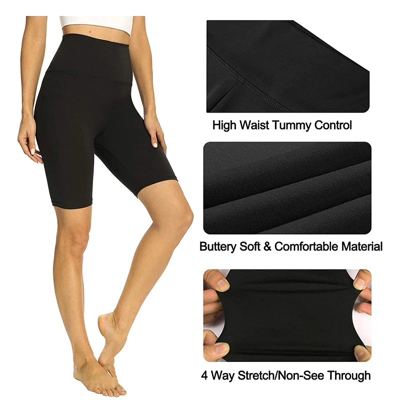 

New High-Rise Short Biker Shorts High Waisted Workout Yoga Shorts Women's Sport Seamless Leggings Pants 6''/ 8''