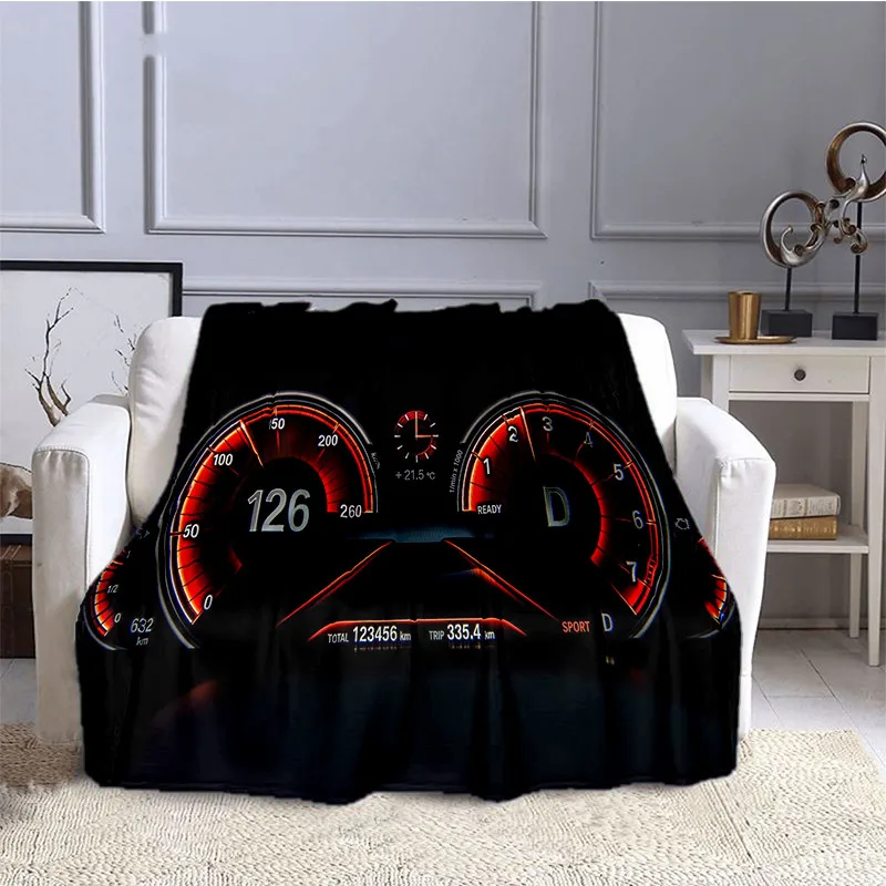 Fashion Blanket Car Dashboard Motorcycle Pattern Flannel Throw Blanket for Children Adult Car Enthusiasts Soft Warm All Seasons