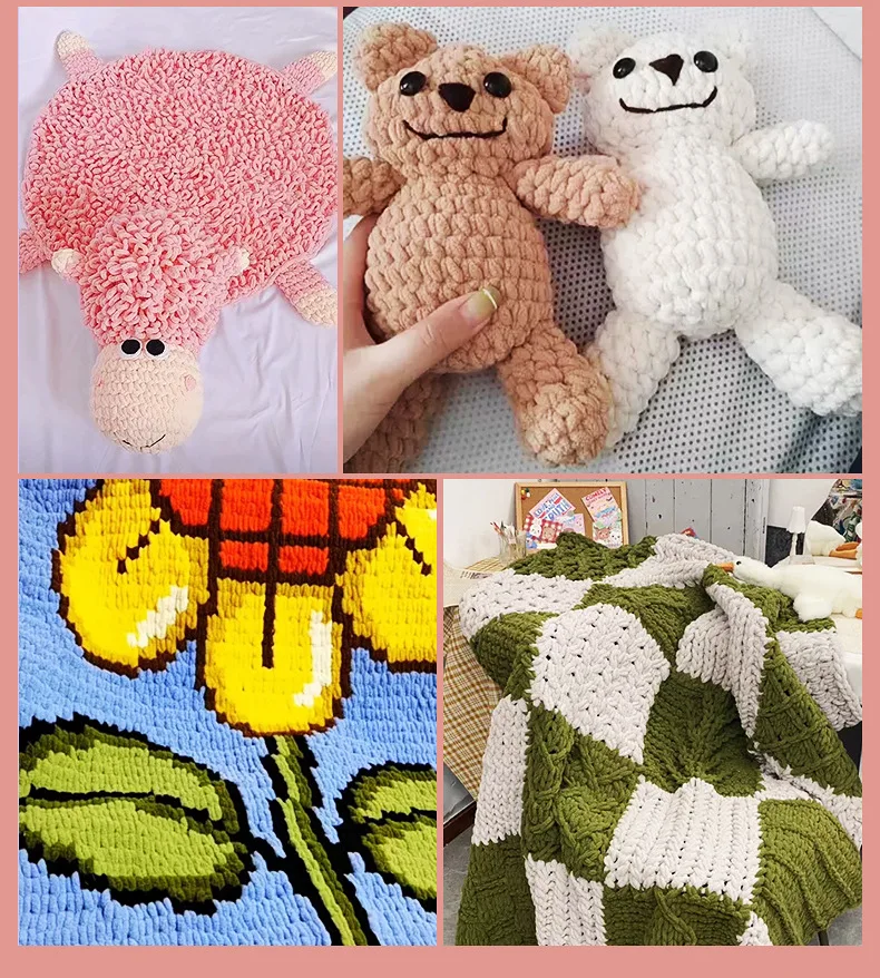 Chunky Yarn Plush Jumbo Yarn Acrylic Thick Yarn Bulky Yarn for Hat Crochet Bed Arm Knitting Throw Blanket 3