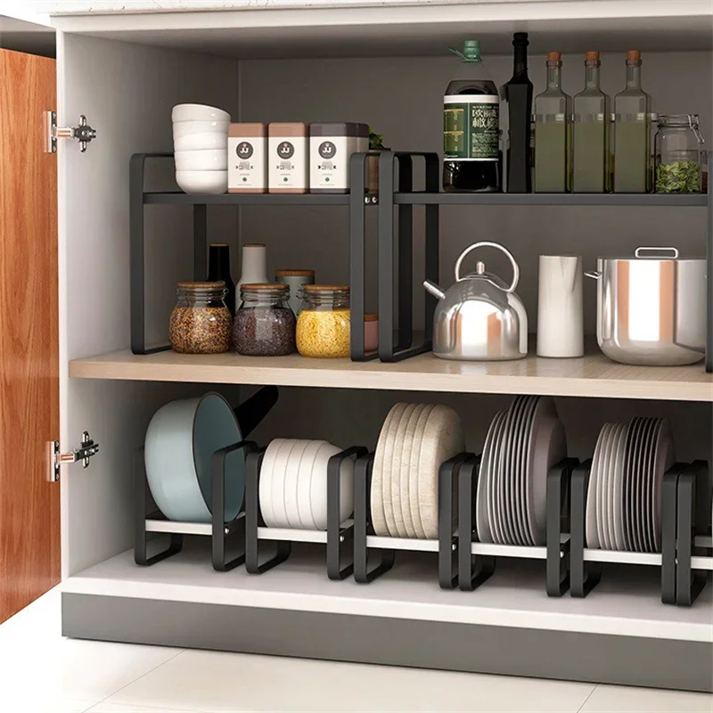 Cabinet Storage rack Kitchen Pot Plate Holder Multi-function Cooking Plate Pot Lid Dish Rack Chopping Board Bowl Metal Organizer 4