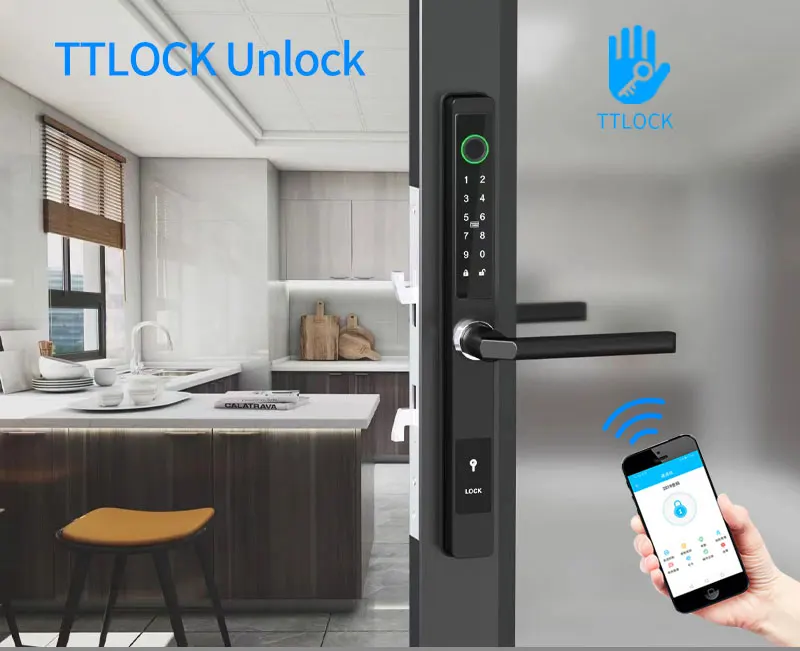 Waterproof Sliding Door Smart Lock TTLock App Fingerprint Digital Code RFID Card