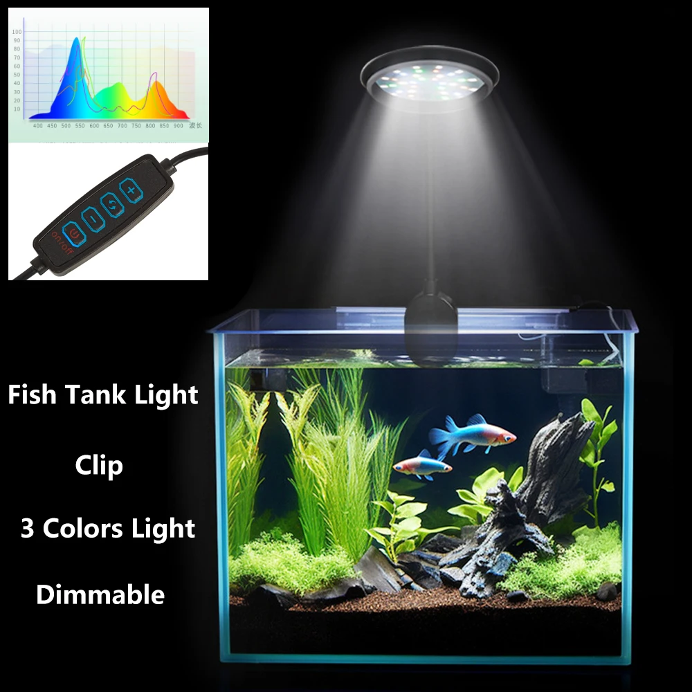 LED Lamp Aquarium Light Aquarium Lamp 5W7W Fish Tank Clip Lamp USB Power Decorate
