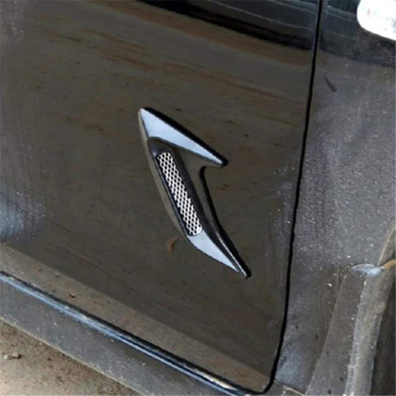 Car Body Trim Accessories 2 Pcs ABS Plastic Car Side Air Outlet Flow Mudguard Shark Cheek Air Intake Trim Fake Hood Vents