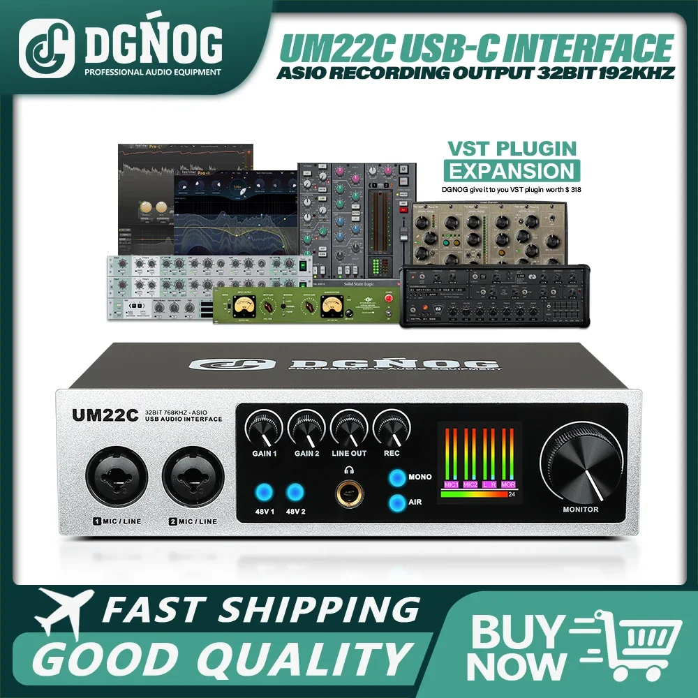 UM22C אודיו ממשק 32bit/768KHz מקצועי הקלטת USB-C כרטיס קול עבור גיטרה סטודיו פודקאסט מפיק הסולן הזרמה