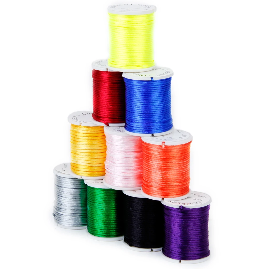 10 Colors Nylon Cord Kumihimo String Beading Jewelry Making 6/4m Colorful