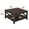 31.5" Modern Square Wood Coffee Table With Open Storage Shelf For Living Room 3