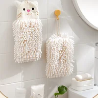 KitchenHome Chenille Towels wall Hanging Hand Face Wipe Towels Animal Shape Bathroom Washcloths Handkerchief White Hand Towels 2