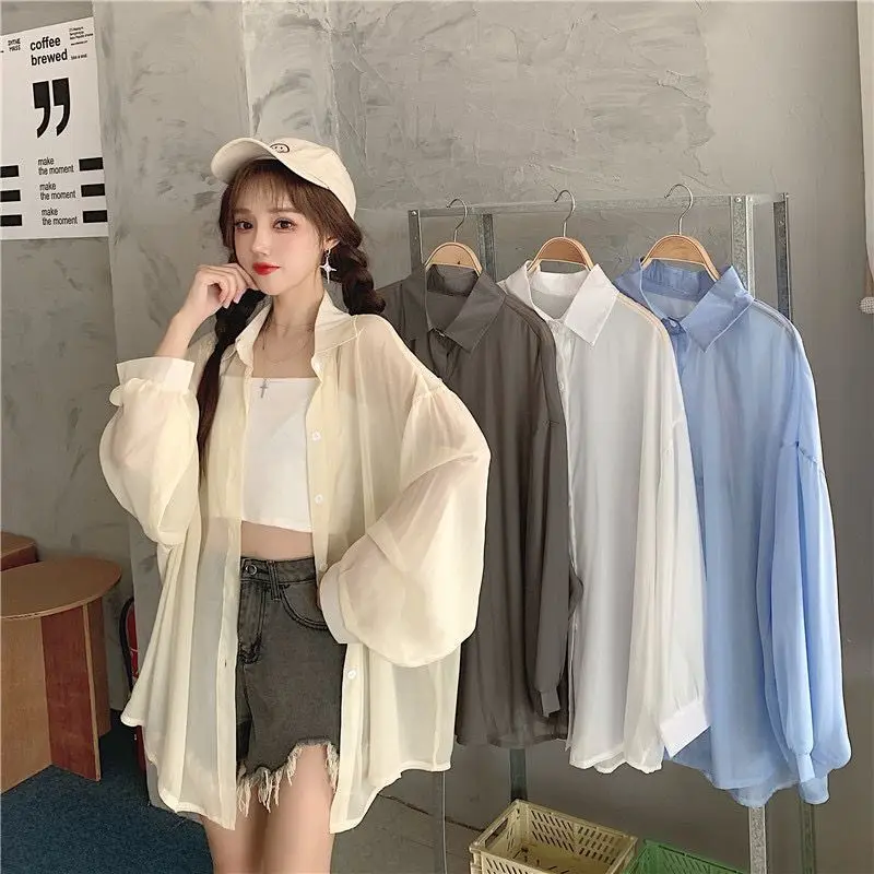 Women Long Sleeve Button Loose Blouse Shirts Summer Fashion