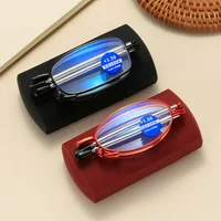 Retro Folding Reading Glasses Anti Blue Light Prescription Glass  Portable Telescopic Eyeglasses with Case Diopter +1.0 To +4.0 1